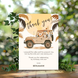 Tarjeta De Agradecimiento Animales de la Jungla Safari Cumpleaños