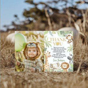 Tarjeta De Agradecimiento Animales de la Jungla Safari Foto de Cumpleaños