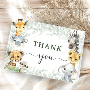 Tarjeta De Agradecimiento Animales de la Jungla Safari Shower de Bebé Tarjet