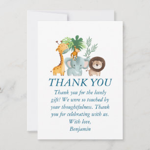 Tarjeta De Agradecimiento Animales de Safari Cumpleaños Salvaje 1 