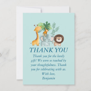 Tarjeta De Agradecimiento Animales de Safari Cumpleaños Salvaje 1