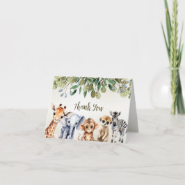 Tarjeta De Agradecimiento Animales de Safari de la Jungla Tropical Fiesta de