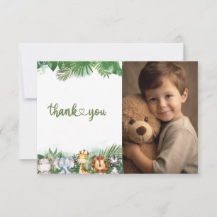 Tarjeta De Agradecimiento Animales de Safari Salvaje Niño Cumpleaños Número