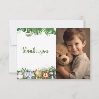 Tarjeta De Agradecimiento Animales de Safari Salvaje Niño Cumpleaños Número 