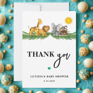 Tarjeta De Agradecimiento Animales de Safari  Shower de Bebé