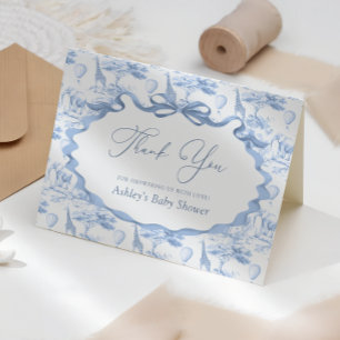 Tarjeta De Agradecimiento Animales de Safari Toile de Jouy Baby Shower Agrad