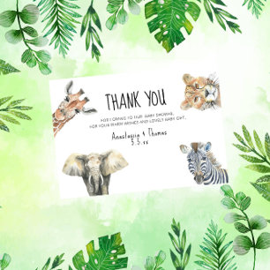 Tarjeta De Agradecimiento Animales de Safari Wild One Cumpleaños de bebé GRA