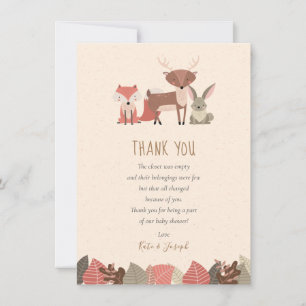 Tarjeta De Agradecimiento Animales de Woodland Baby Shower Gracias Poem