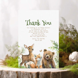 Tarjeta De Agradecimiento Animales de Woodland cautivan a Baby Shower Gracia