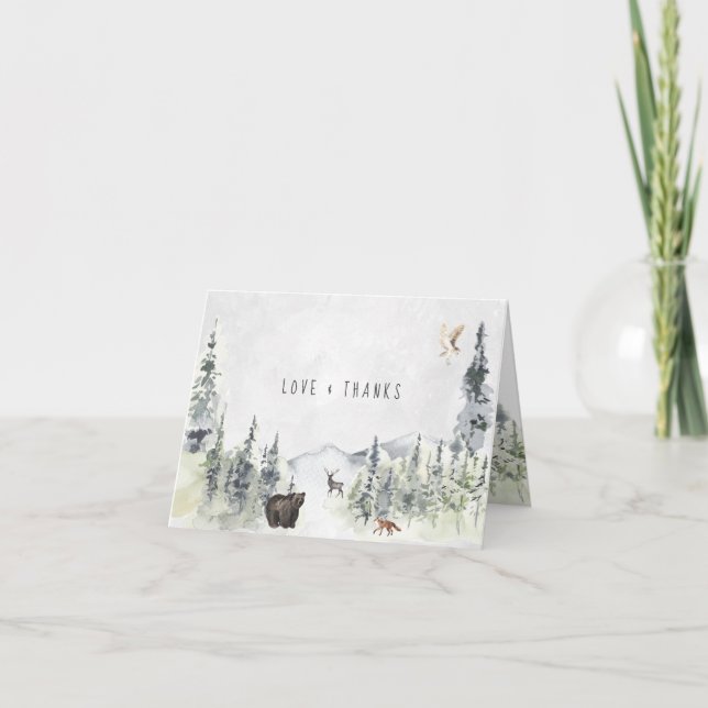 Tarjeta De Agradecimiento Animales de Woodland | Forest Baby Shower Gracias (Anverso)