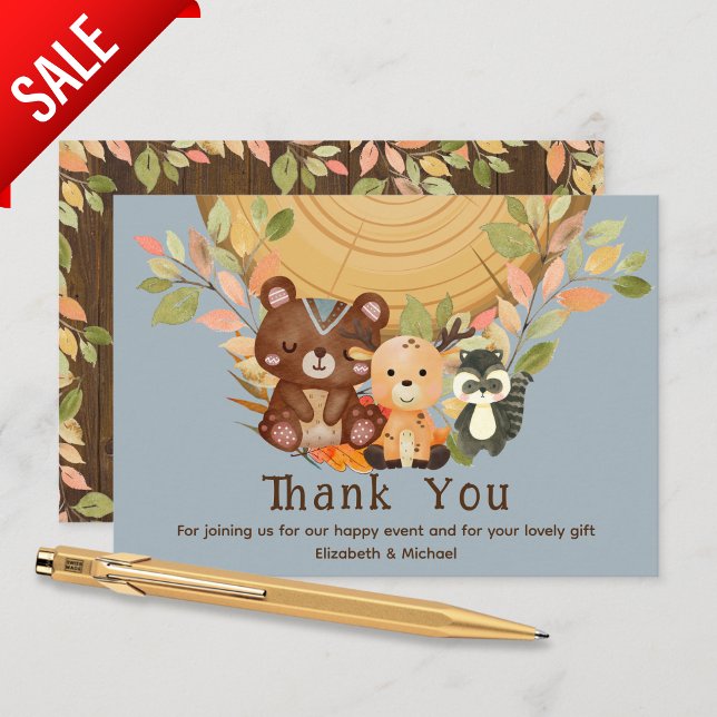 Tarjeta De Agradecimiento ANIMALES DE WOODLAND Gracias Baby Shower (Subido por el creador)