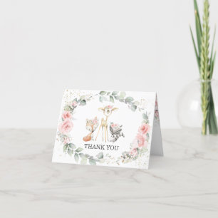 Tarjeta De Agradecimiento Animales de Woodland singulares Pastel Bebé Floral