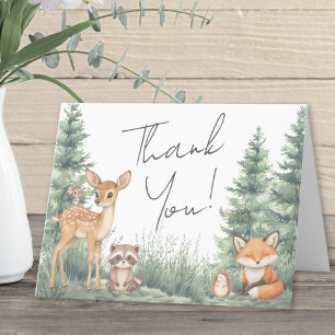 Tarjeta De Agradecimiento Animales del Bosque Aventura Baby Shower