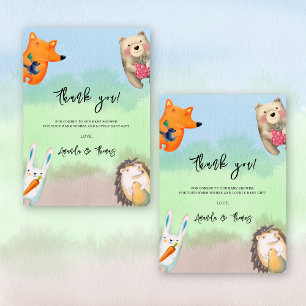 Tarjeta De Agradecimiento Animales del bosque - baby shower gracias