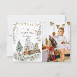 Tarjeta De Agradecimiento Animales del Bosque de Bosques de Invierno Cumplea