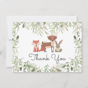 Tarjeta De Agradecimiento Animales del Bosque Gracias Bebé