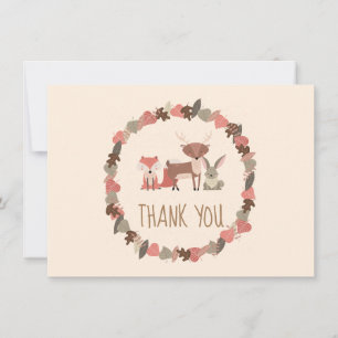 Tarjeta De Agradecimiento Animales del Bosque Gracias Bebé