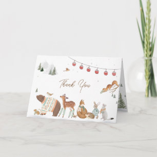 Tarjeta De Agradecimiento Animales del bosque invernal Baby Shower
