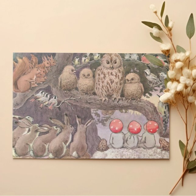 Tarjeta De Agradecimiento Animales del bosque y niños Elsa Beskow (Subido por el creador)