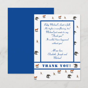 Tarjeta De Agradecimiento Animales diversos con tema