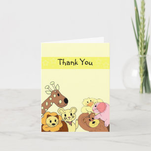 Tarjeta De Agradecimiento Animales Divertidos del Zoológico Gracias