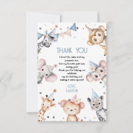 Tarjeta De Agradecimiento animales fiestas linda fiesta de cumpleaños de chi