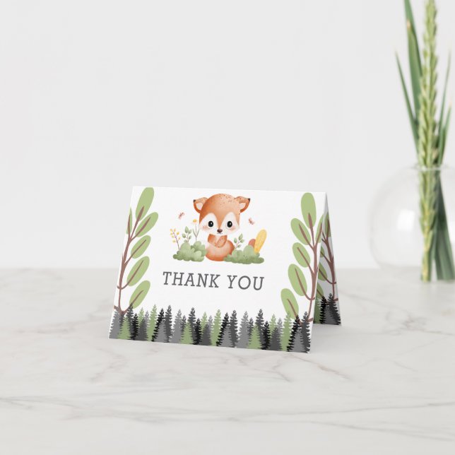 Tarjeta De Agradecimiento Animales forestales de Woodland (Anverso)