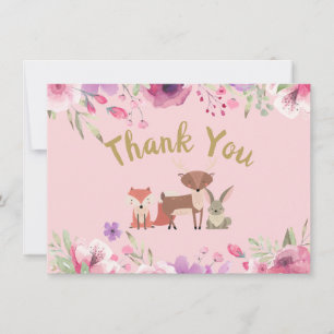 Tarjeta De Agradecimiento Animales Lindos del Bosque Floral Campestre Gracia
