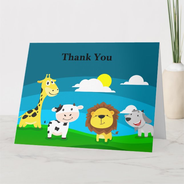 Tarjeta De Agradecimiento animales personalizados (Anverso)