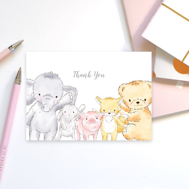 Tarjeta De Agradecimiento Animales rellenos Baby Shower Sprinkle (Subido por el creador)