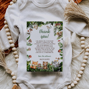 Tarjeta De Agradecimiento Animales Rústicos Adorables Vegetación Baño de Beb