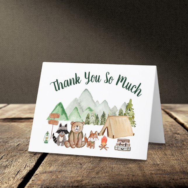Tarjeta De Agradecimiento Animales rústicos de Woodland camping Baby Shower (Subido por el creador)