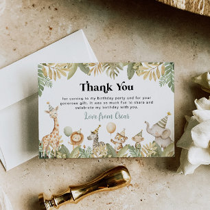 Tarjeta De Agradecimiento Animales Safari Gracias Cargar La Selva Un Niño