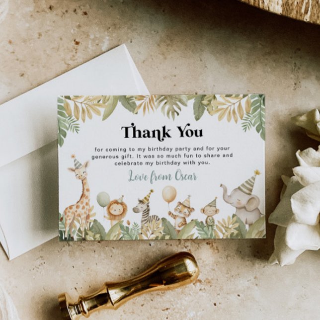 Tarjeta De Agradecimiento Animales Safari Gracias Cargar La Selva Un Niño (Subido por el creador)