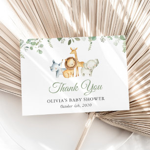 Tarjeta De Agradecimiento Animales safari, jungla, animales salvajes, Baby S