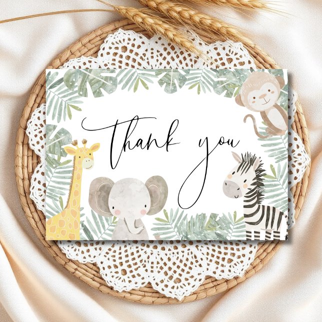 Tarjeta De Agradecimiento Animales Safari se juntan salvajes en un Baby Show (Subido por el creador)