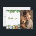 Tarjeta De Agradecimiento Animales Safari Wild One Boys First Birthday Photo<br><div class="desc">Captura los salvajes recuerdos de la celebración del primer cumpleaños de [Nombre del niño] con nuestra "Tarjeta de agradecimiento a los animales salvajes del primer cumpleaños de Safari Animals One Boys." Esta tarjeta única y sincera es la manera perfecta de extender su agradecimiento a amigos y familiares que se unieron...</div>