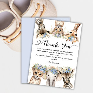 Tarjeta De Agradecimiento Animales Salvajes de la Jungla Safari Shower Niño