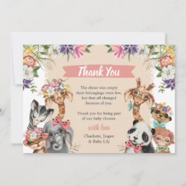 Tarjeta De Agradecimiento Animales salvajes de safari salvajes Baby Shower d