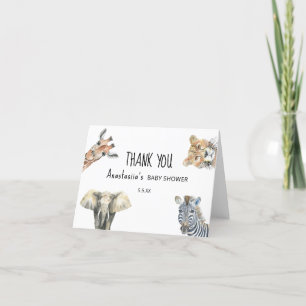 Tarjeta De Agradecimiento Animales Salvajes Safari Baby Shower GRACIAS