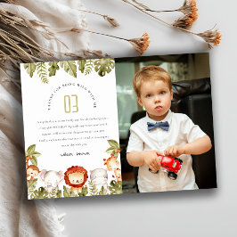 Tarjeta De Agradecimiento Animales Salvajes Tropicales Safari Foto Cumpleaño