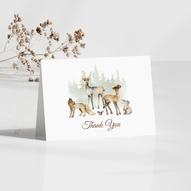 Tarjeta De Agradecimiento Animals Forest Woodland Baby Shower (Subido por el creador)