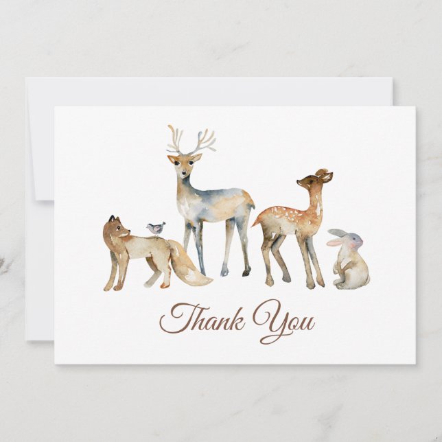 Tarjeta De Agradecimiento Animals Woodland Baby Shower (Anverso)