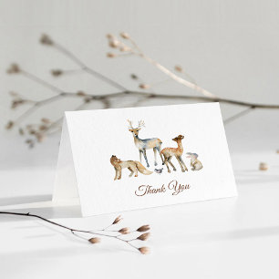 Tarjeta De Agradecimiento Animals Woodland Baby Shower