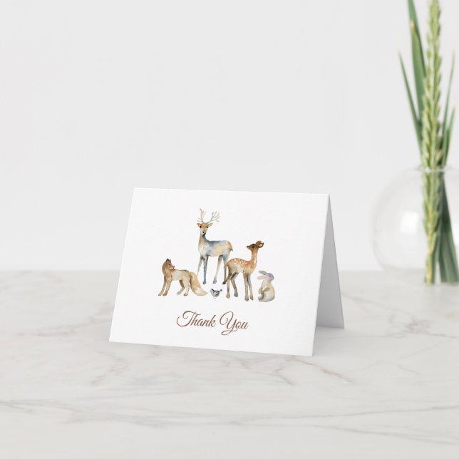 Tarjeta De Agradecimiento Animals Woodland Baby Shower (Anverso)