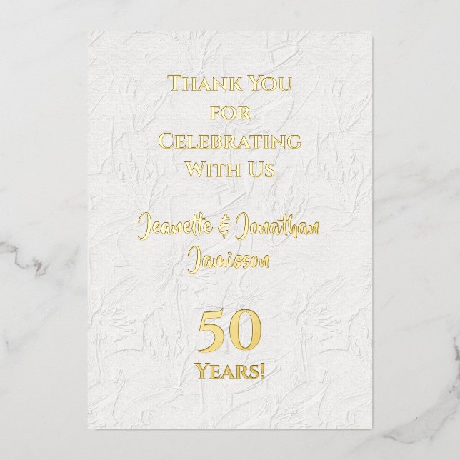 Tarjeta de agradecimiento Aniversario 50º Bodas de (Anverso)
