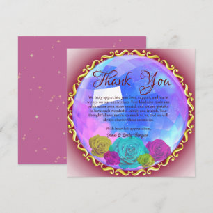 Tarjeta De Agradecimiento Aniversario de Boda de Cristal Floral Rosa Abstrac