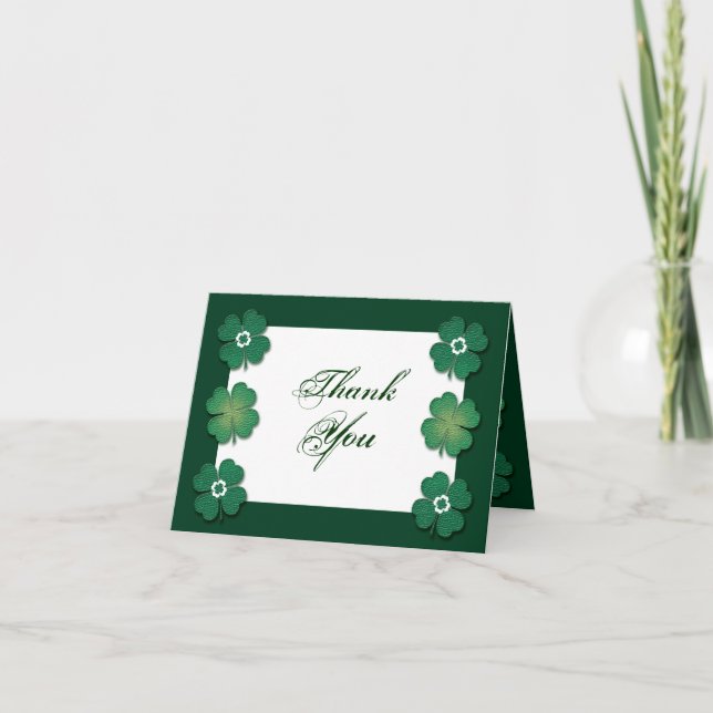 Tarjeta De Agradecimiento Aniversario de boda irlandés blanco verde (Anverso)