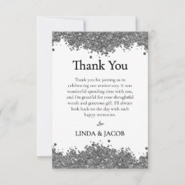Tarjeta De Agradecimiento Aniversario de Boda Plata Purpurina Falsa