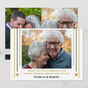 Tarjeta De Agradecimiento Aniversario de bodas de oro número 50 collage de 3